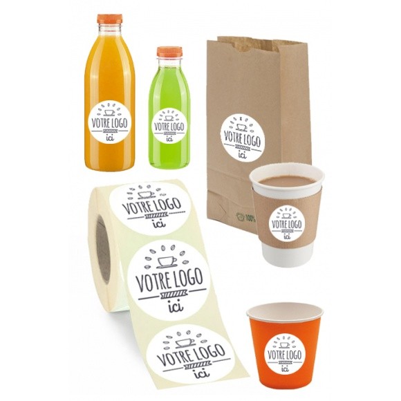 Étiquette circulaire papier blanc mat