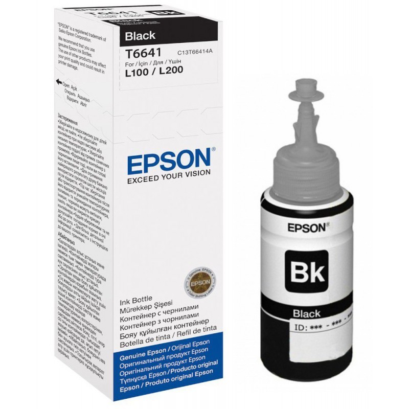 BOUTEILLE D'ENCRE ADAPTABLE EPSON T6641 NOIR 100 ML 100/200/800
