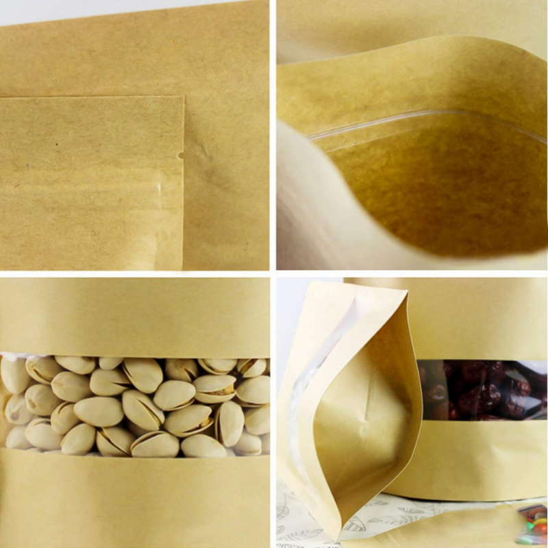 Pochette zip en Kraft avec fenêtre  20*30