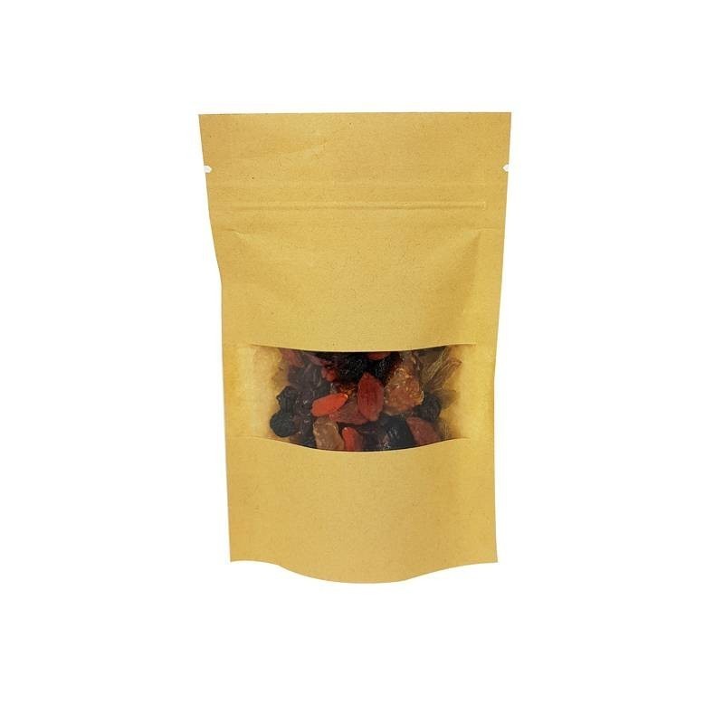 Pochette zip en Kraft avec fenêtre 9*14